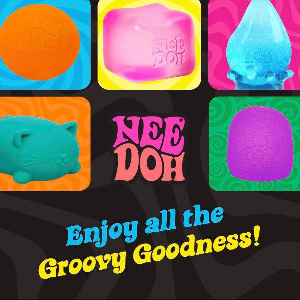Schylling NeeDoh Fuzz Ball - Sensory Toy with a Velvet Texture and Soft Cloud Squish - Wavy Pattern You Can See and Feel - Ages 3 and Up - Color May Vary; One Per Pack (Flower Power)