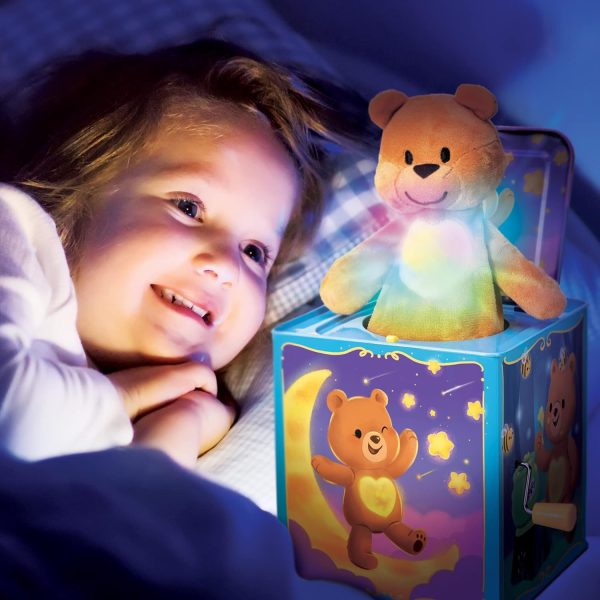 Schylling-Teddy Bear Pop N Glow Jack in The Box-18+mo-TPGJB. Small