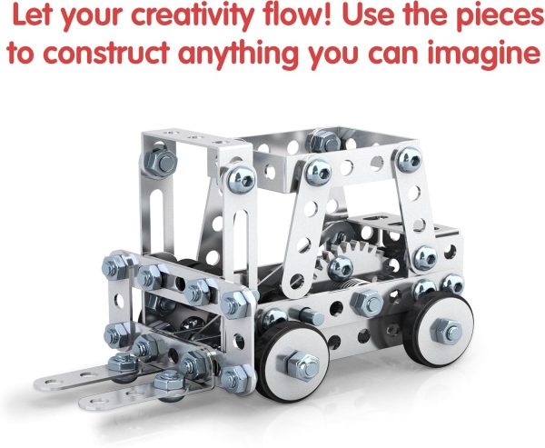 Schylling Steel Works Mechanical Multi-Model - Steel Building Set - Includes 300 Pieces. Tools. and Instructions to Make 10 Different Models - Ages 8 and Up